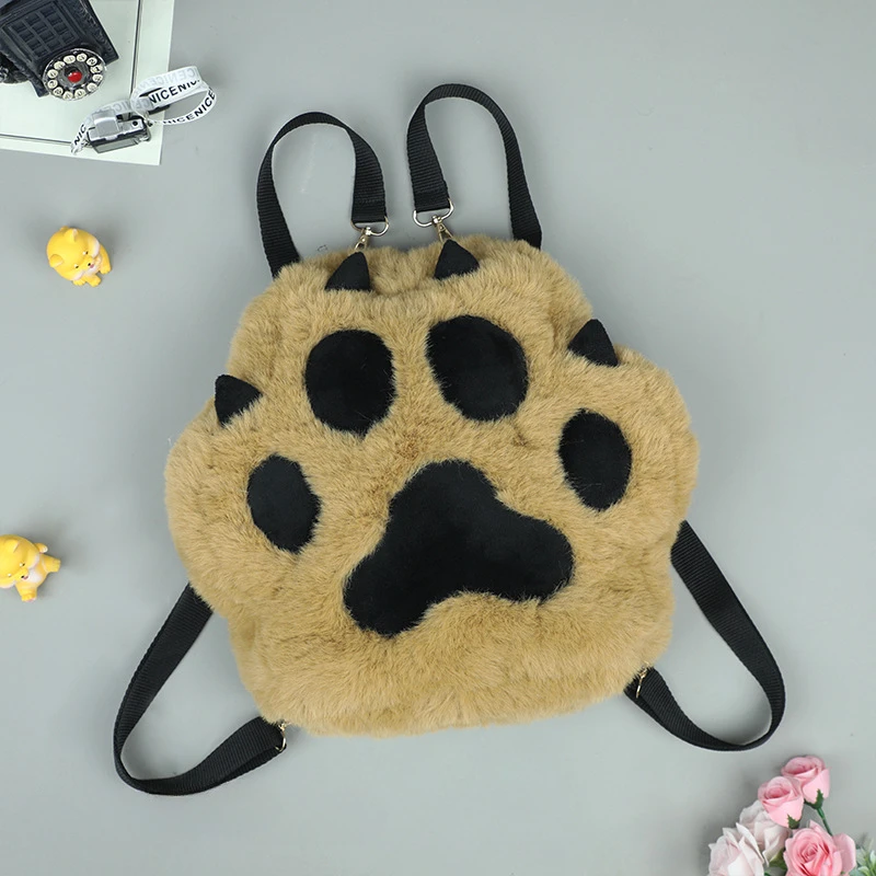 Fluffy Cute Cat Paw Plush Backpack with Adjustable Straps Soft Furry Purse JK Girls Bag Cartoon Backpack Cosplay Kids: Blue