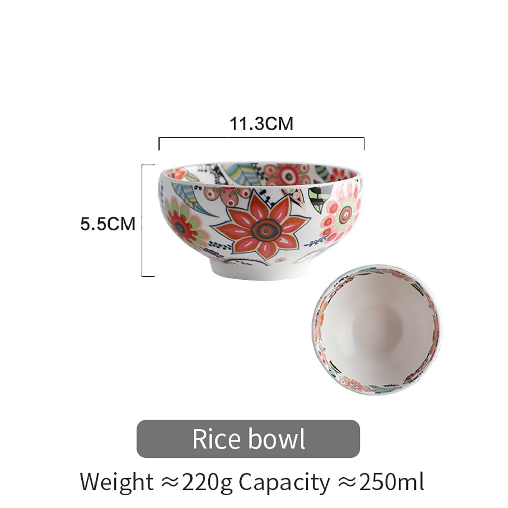 Mdzf sweethome glasur skål plade ris grøntsagssuppe nudelsalatskål sauce servering fad bordservice sæt køkkenredskaber: Ris skål