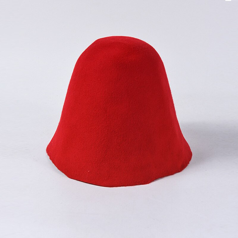 Classical Women Cloche Bucket Felt Hat Autumn Winter Wool Felt Cone Cloche Hood Millinery Craft Hats Fascinators Block Base Body: Red