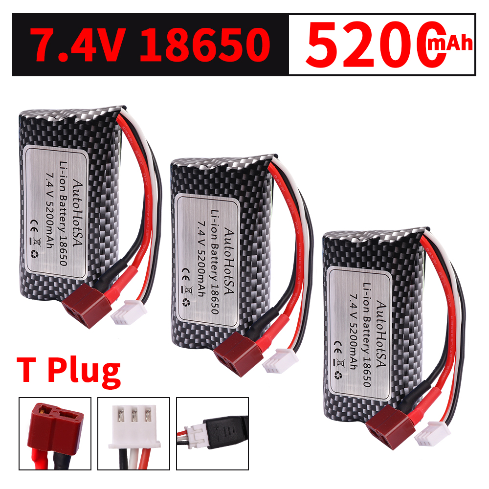 Batterie Li-ion 7.4V 5200mAh 18650 pour Wltoys 10428 /12428/12423 pièces de voiture RC 2s 7.4v batterie pour Wltoys 144001 A959-B A969-B Q46: Beige