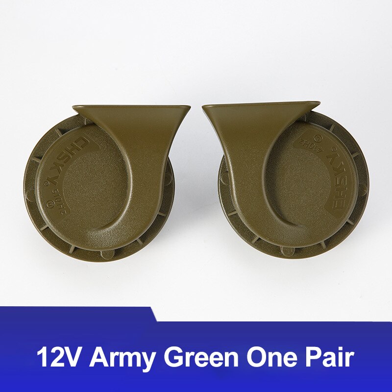 Universal Car Horn Loud Pressure Klaxon Speaker 12/24V Waterproof 120DB Snail Cry Air Horn Vespa Loudnes Auto Car Accessories: 1 Pair Green 12V