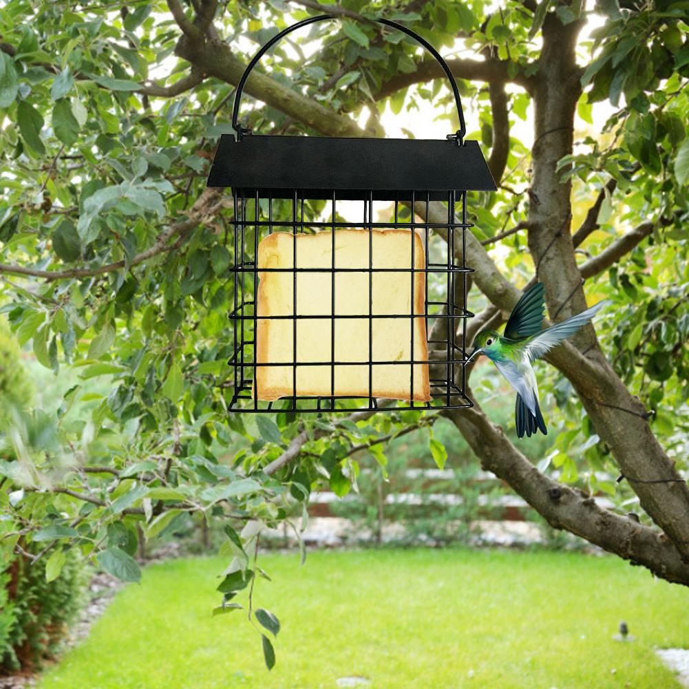Square Bread Block Bird Feeder Outdoor Bird Food Device Suet Feeder Bird Cage House Bird Feeder with Roof Square Food Dispenser