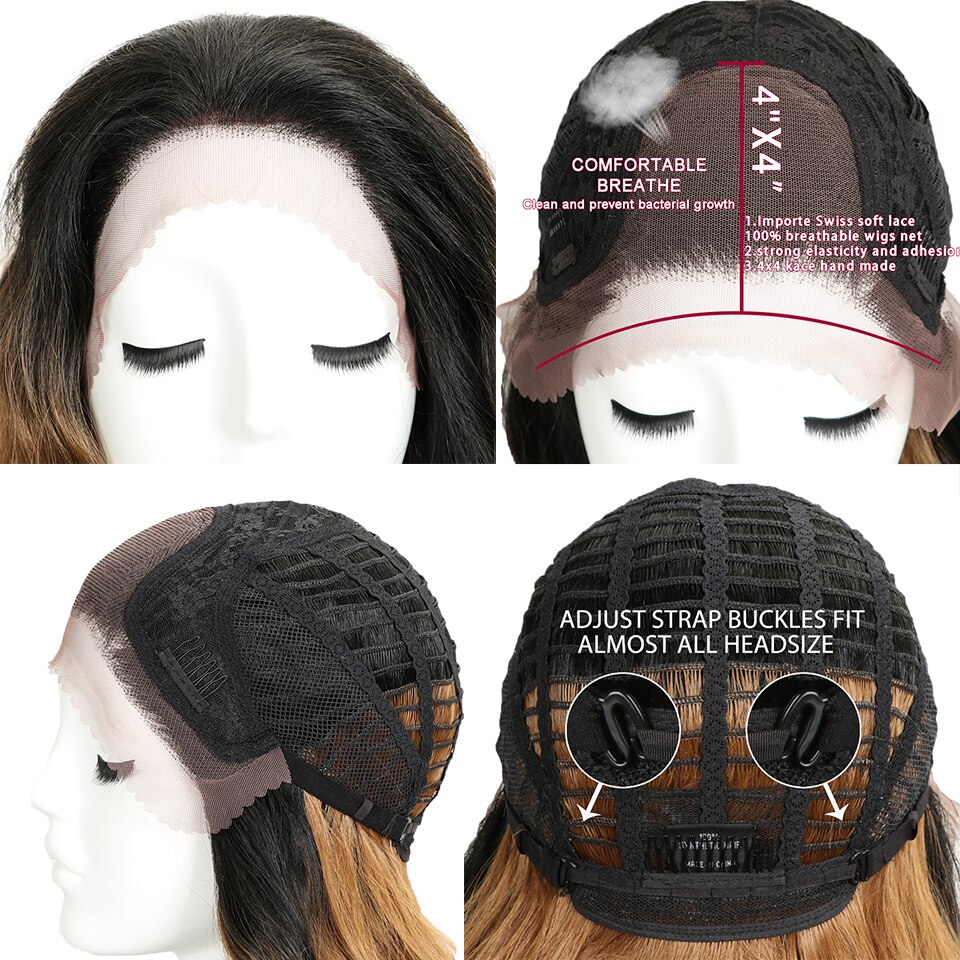 Perruque Lace Front Wig synthétique MAGIC de 28 pouces | perruque Lace Front Wig brune rouge doré, perruques ondulées et longues pour femmes,