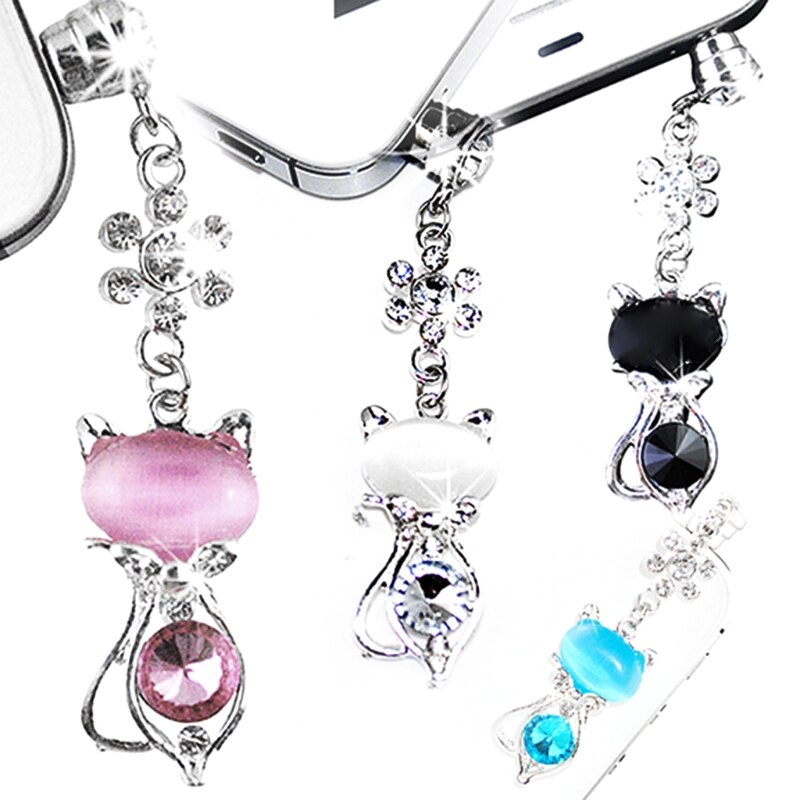 3.5Mm Jack Kat Crystal Dust Anti Earphone Cap Stopper Plug Voor Samsung Iphone 6