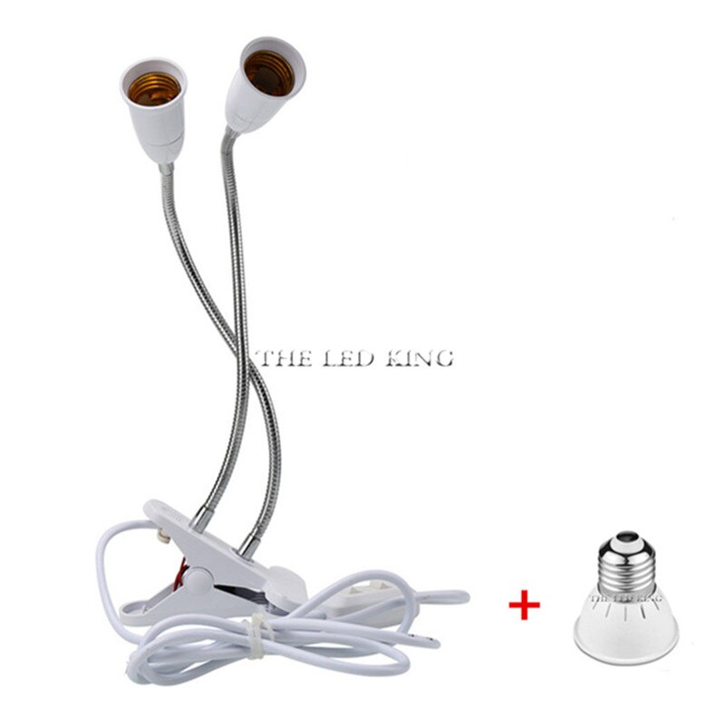 Dubbele kop 80 leds planten bloem groeilamp  e27 bureauklemhouder voor groente binnen kas bloemen zaailingen: Twee koppen - eu-stekker / 36 leds