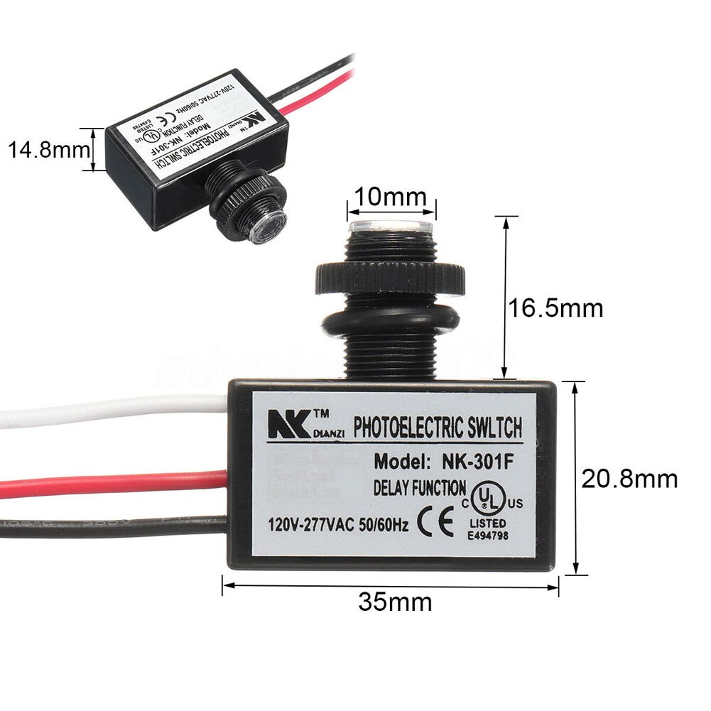 AC80-277V Photocell Dusk to Dawn Button Photo Control Eye Switch Flush Mount AI88