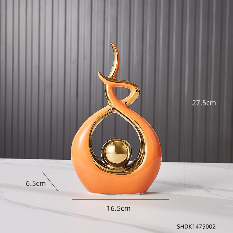 Abstrakt modellering keramisk skulptur dekoration morgon sång dekor modern heminredning vardagsrum sovrum inredning: Orange-b