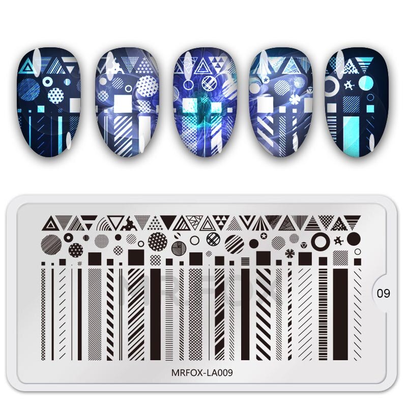 Pochoirs de manucure assiettes à ongles, en acier inoxydable à la couleur de la manucure Image de bricolage imprimante d'image modèles de plaques de marquage à ongles de 6.5*12.5CM: MRFOX-LA09