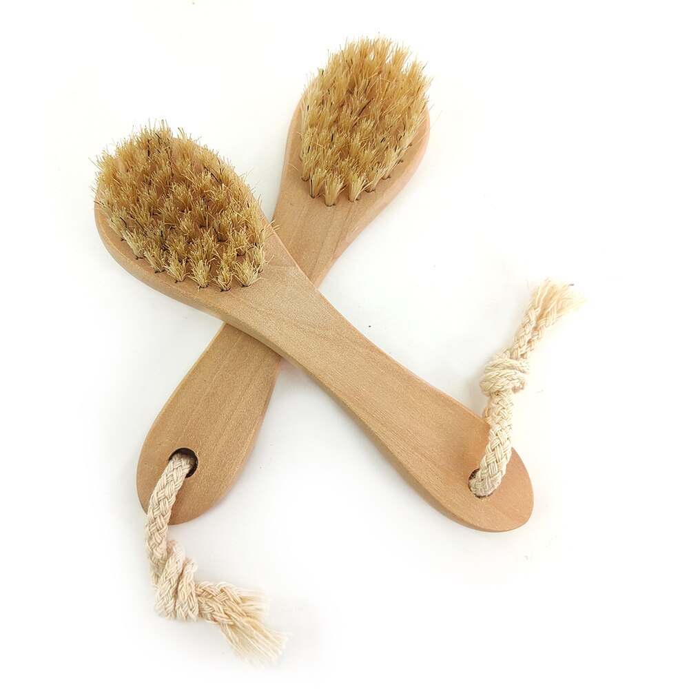 Cepillos exfoliantes de cerdas naturales para la cara, para cepillado y fregado en seco
