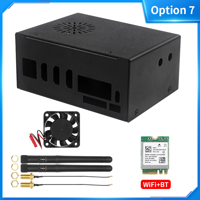 Orange Pi 5 Plus Metal Case with Fan Optional Antenna Aluminum Heatsinks eMMC WiFi BT Moudul Metal Shell for Orange Pi 5 Plus: Yellow