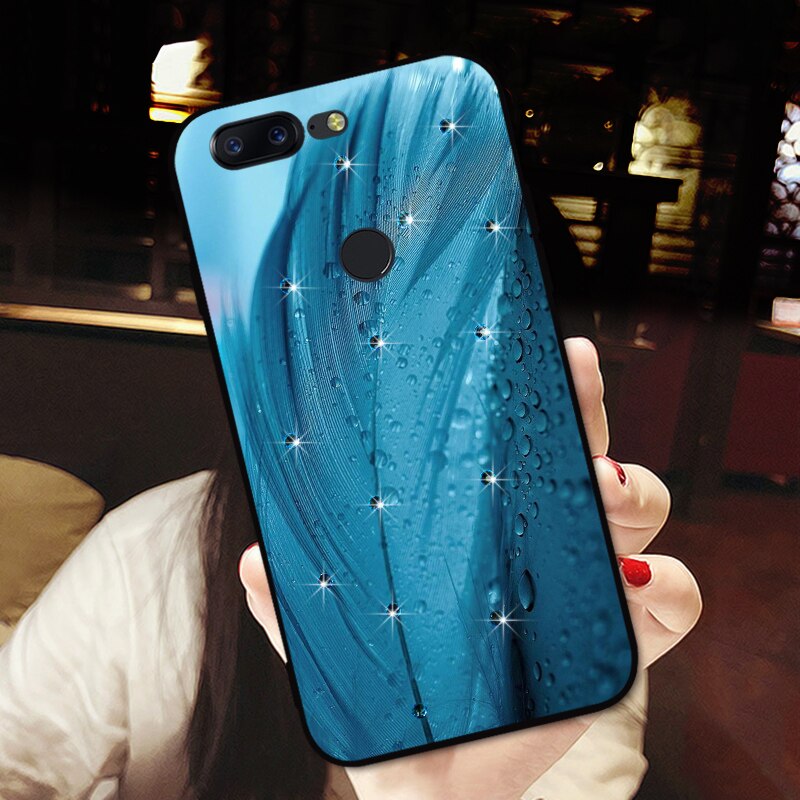 Luxury Silicone Cases For Oneplus 5 1+5 One plus 5 Glitter Diamond Shell Back Cover For Oneplus 5T 5 T Rhinestone Case: For Oneplus 5T / Blue