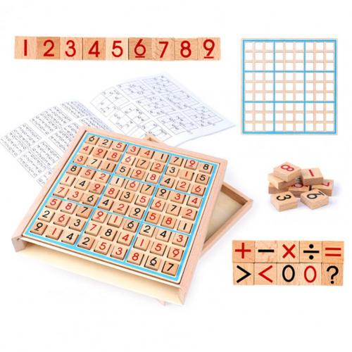 Wood Sudoku Board Puzzle Parent-Child Desktop Game Math Educational Toy Wood Toys Early Childhood Education Preschool Training: Default Title