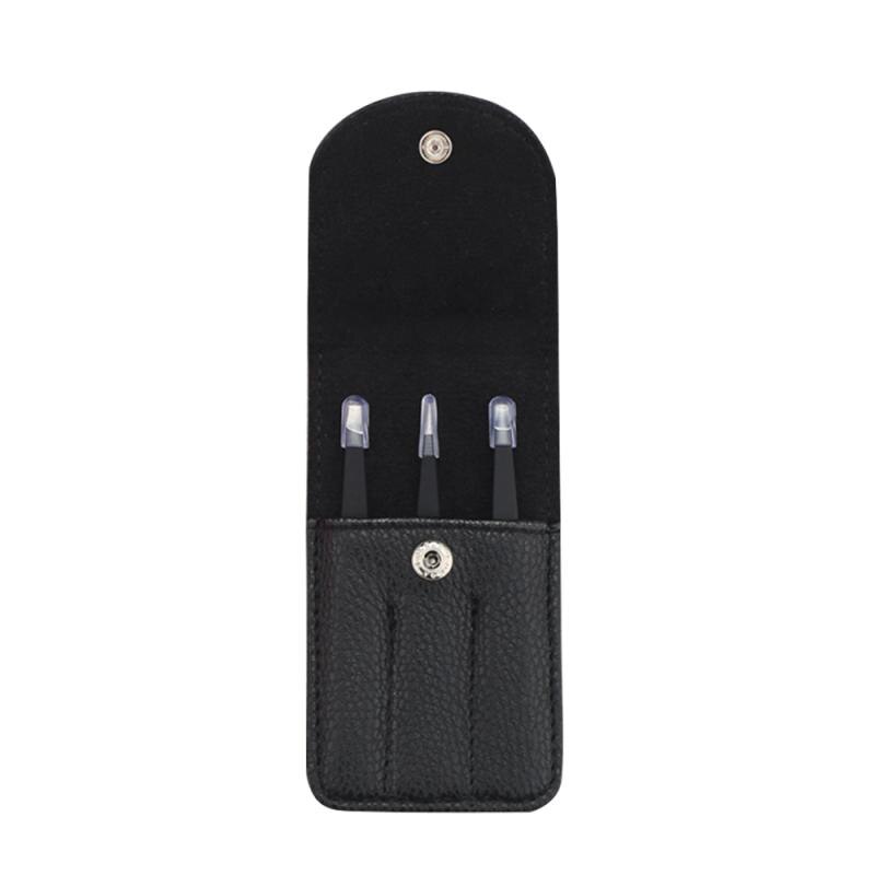 3 Pcs Wenkbrauw Pincet Rvs Slant Tip/Punt Tip/ Flat Tip Voor Ontharing Makeup Accessoires Met tas TSLM1: 03