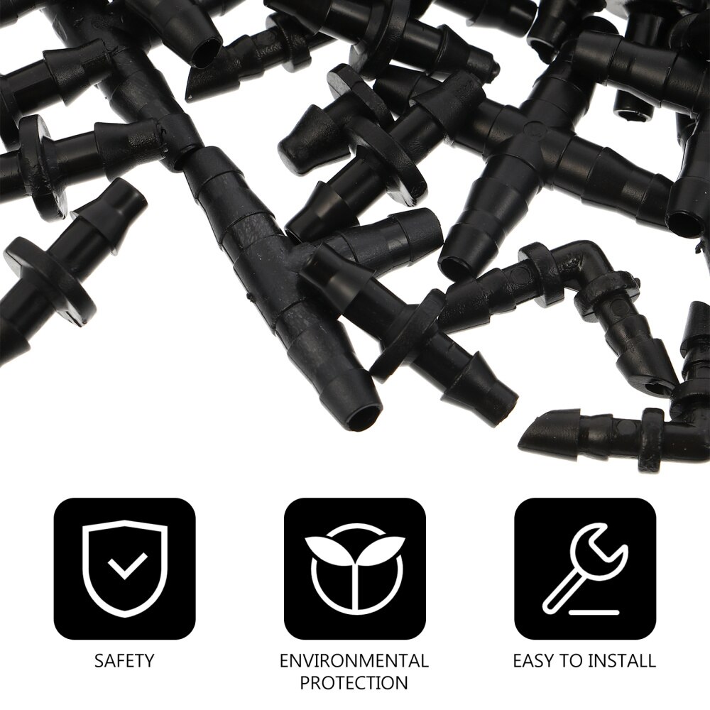 1 Set/200PCS Irrigation Fitting 4-Way Elbow Tee Straight Barb End Plug Coupling