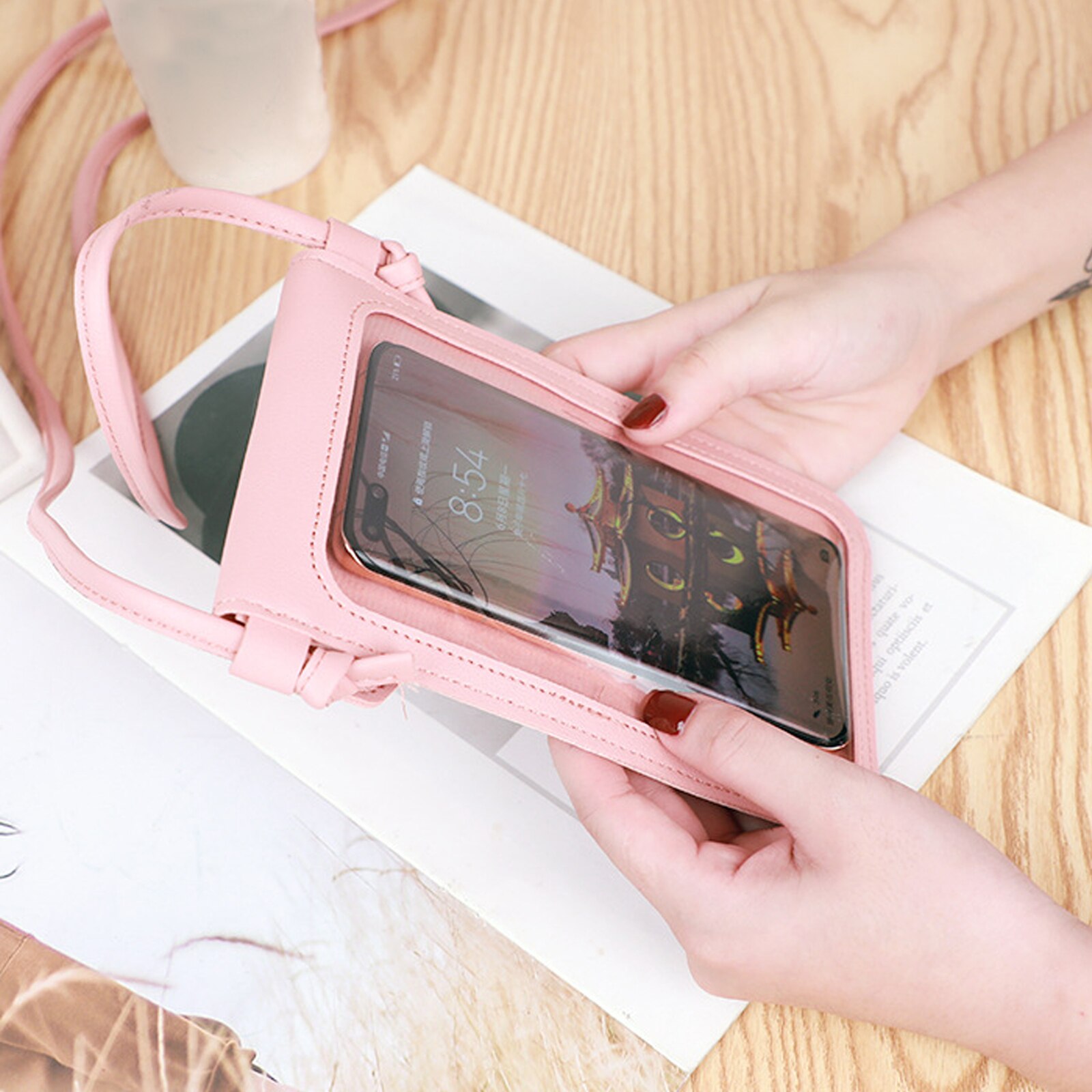 Vrouwen Tas Touch Screen Mobiele Telefoon Purse Smartphone Portemonnee Lederen Schouderband Handtas S10 Huawei P20