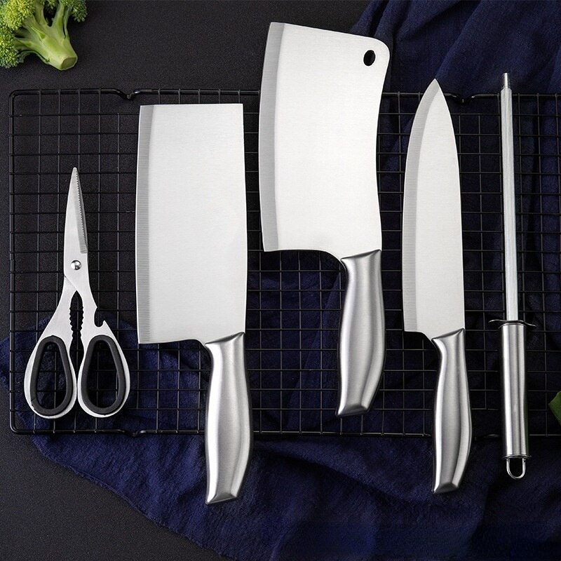 Juego de cuchillos de acero inoxidable, utensilios de cocina de fábrica, , mango de sándwich, , 6 piezas