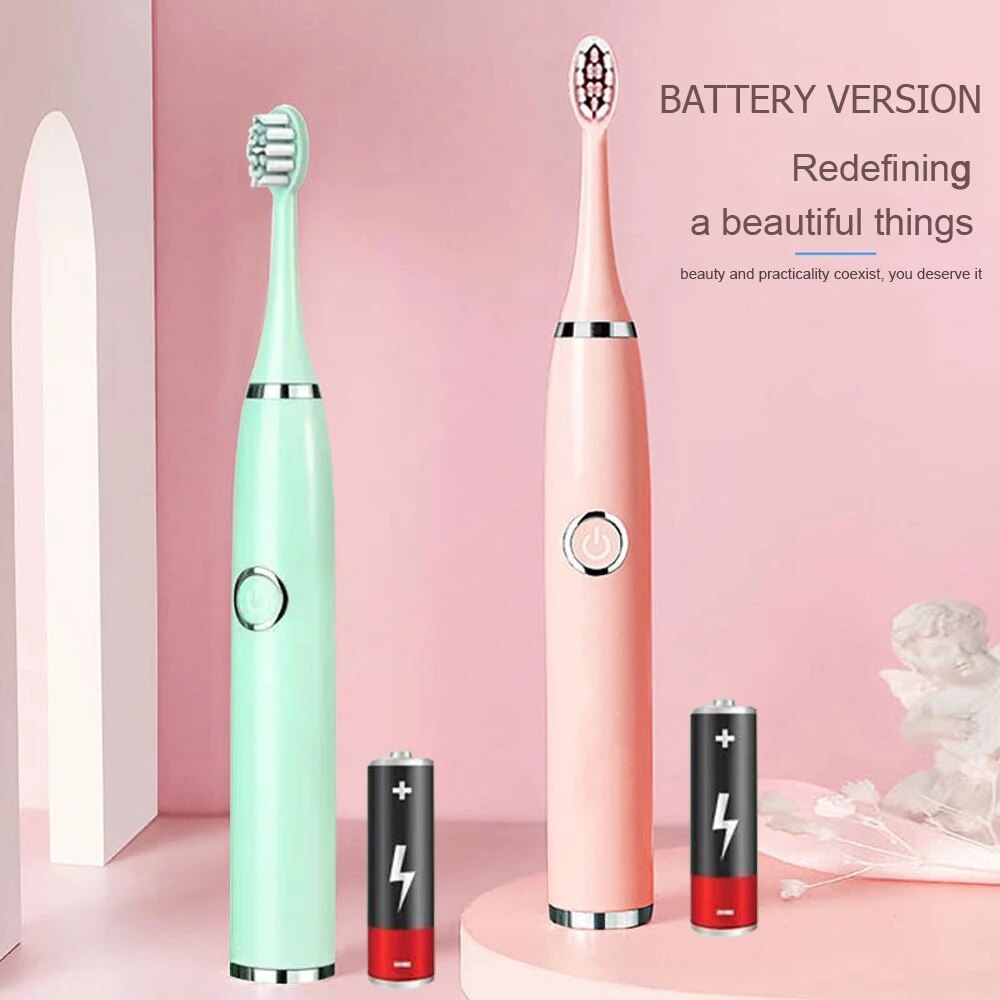 Super Sonic Electric Toothbrushes for Adults Kid Smart Timer Whitening Toothbrush IPX7 Waterproof Replaceable AA Battery Version
