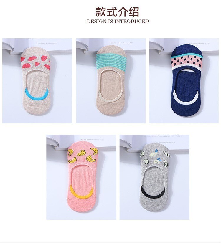 Frutas coloridas Invisível Curto Mulher Suor verão confortável da menina do algodão meias barco das mulheres tornozelo baixo femininas 1 par = 2pcs XG37: x114