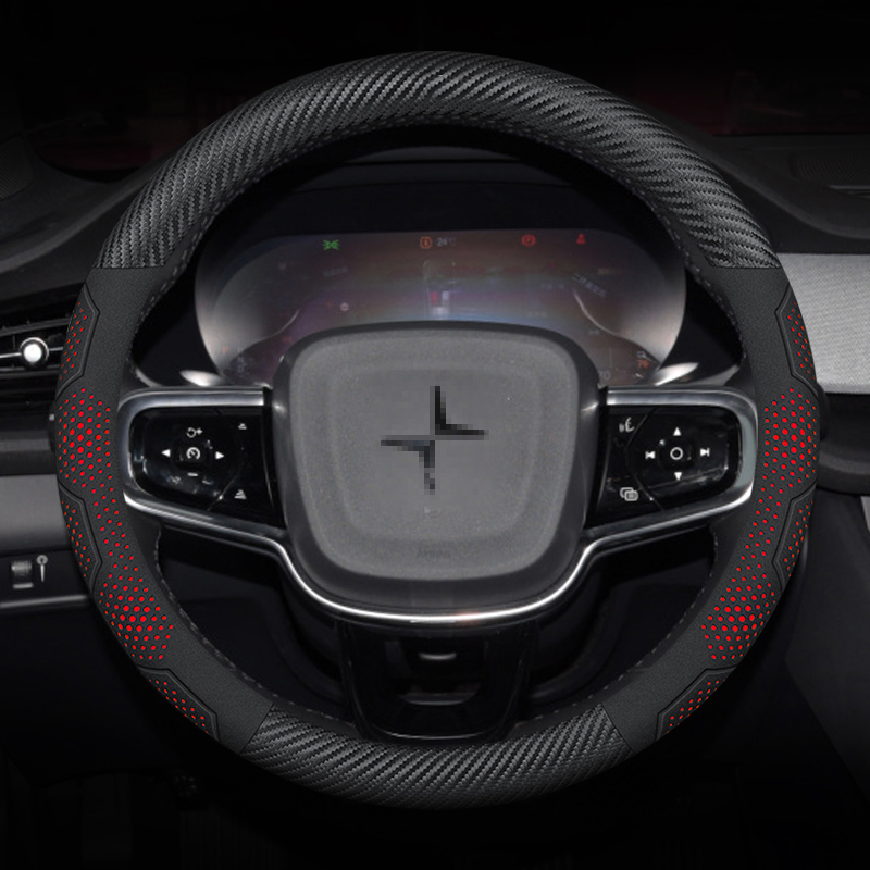 Til polestar 1 2 3 4 5 kulfiber ruskind mikrofiber læder skridsikkert bilratbetræk autotilbehør: Gul