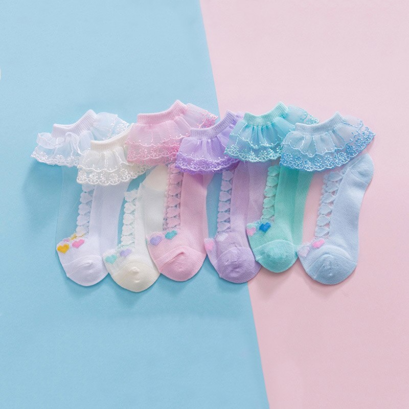 Sommer Atmungsaktive Baby Socken Spitze Rüschen Prinzessin Baby Mädchen Socken Weiche Gittergewebe Kleinkind Kleinkind Dünne Socken