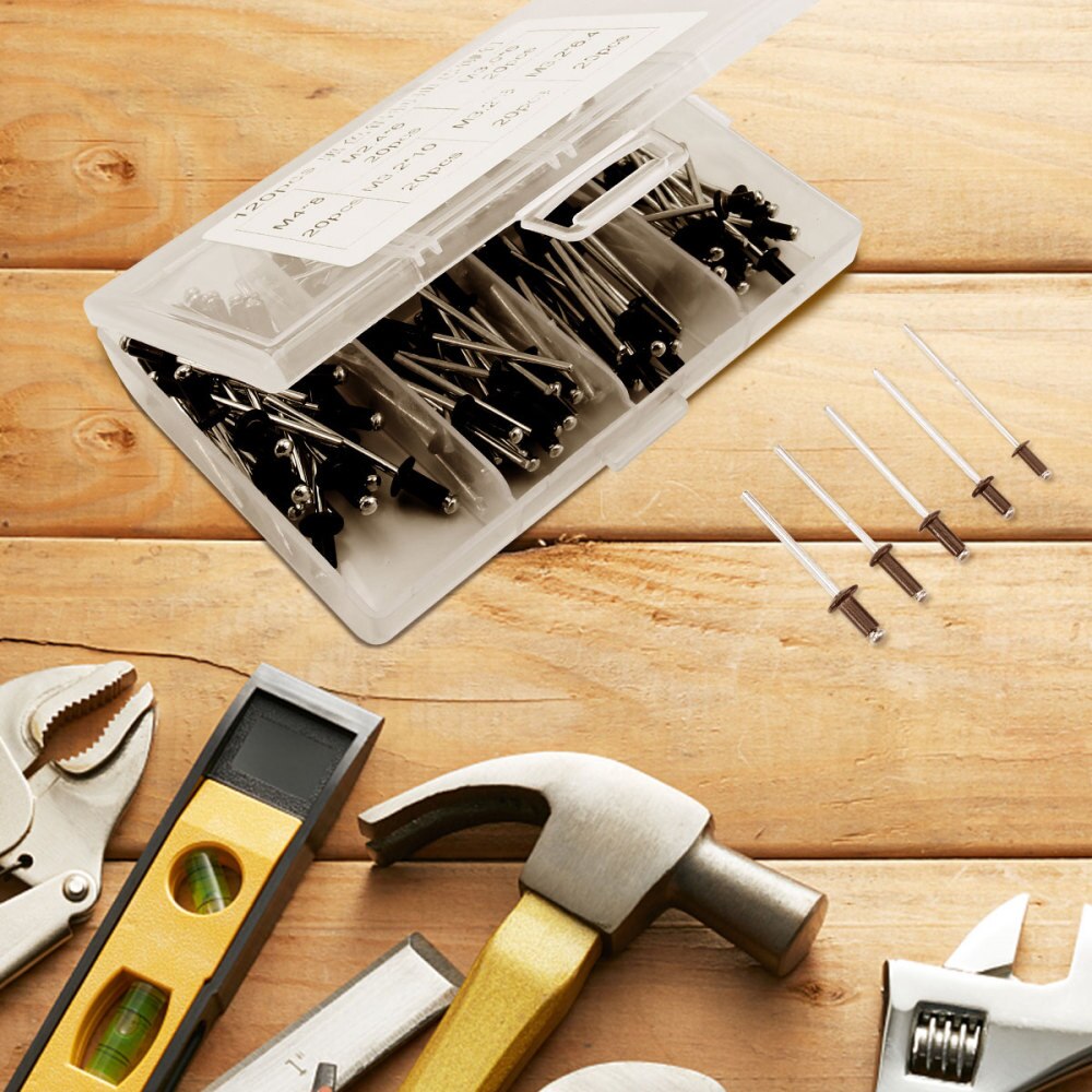 120 stuks/set  m2.4 m3.0 m3.2 zwarte aluminium blindklinknagels nageldecoratie klinknagels bevestigingsmiddelen voor meubels assortimentsset