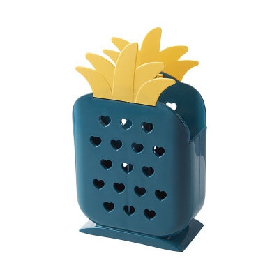 Avlopp hängande ätpinne bur förvaringsställ behållare kök arrangör plast förvaringsbehållare ätpinne hållare jordgubbslåda: Ananas-blå