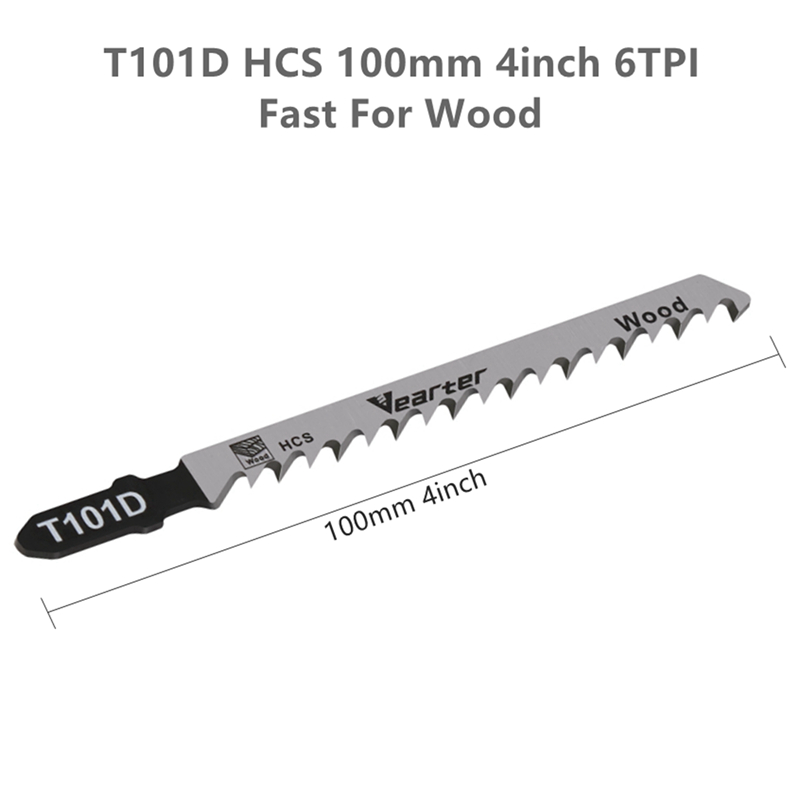 Vearter 5Pack T101D Decoupeerzaagblad 4inch 100mm HCS T-Schacht 6TPI Snel Schoon Snijdt in Hard Zacht Hout Multiplex Kunststoffen