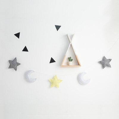5 pièces étoiles tente corde suspendue chambre lit décoration pendentif nordique mur enfants chambre photographie jouet enfants noël accolade: Blanc jaune