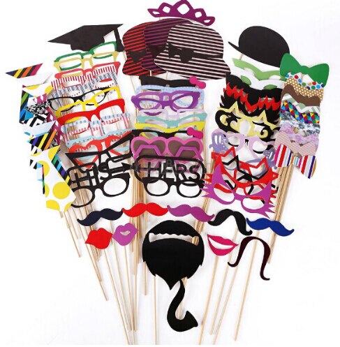Máscara de bigote para favores divertidos, accesorios de fotomatón de boda, decoraciones de , conjunto de 76 Uds., nuevos suministros