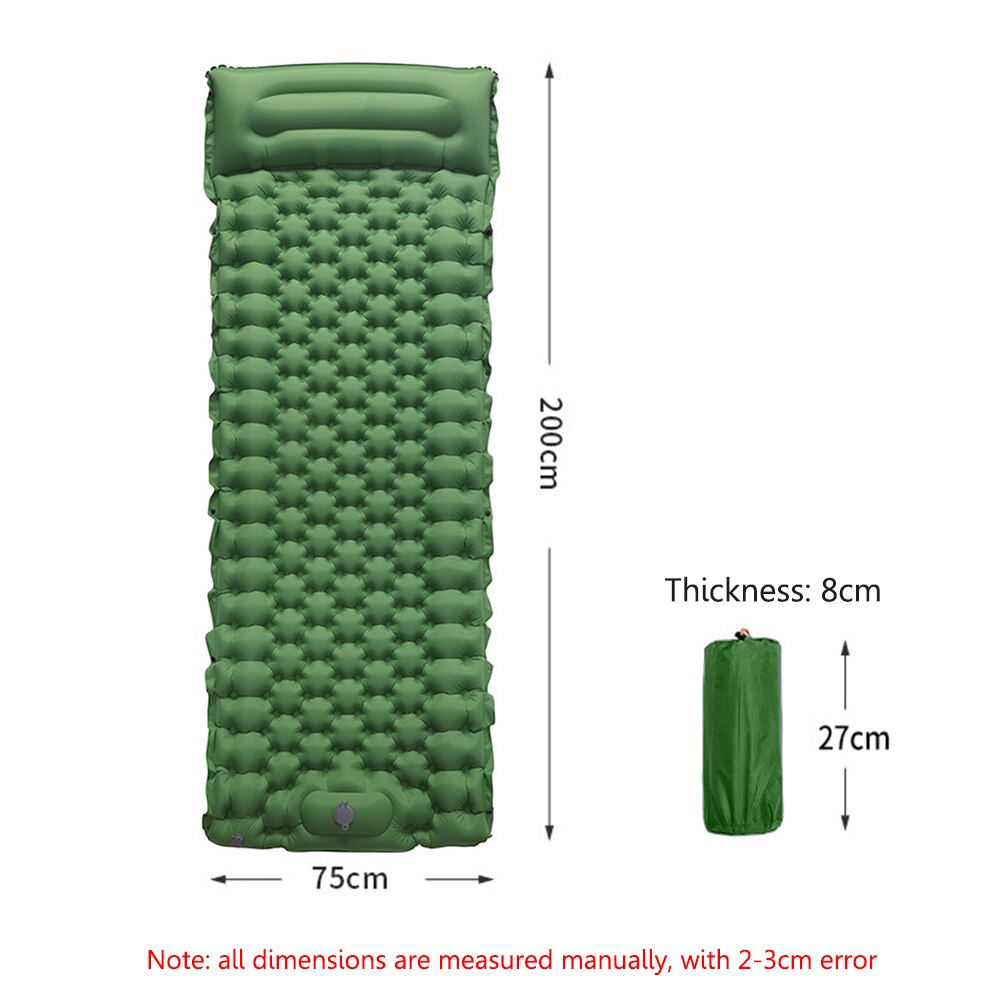 Camping Inflatable Mattress TPU Nylon Folding Camping Sleeping Pad Picnic Blanket Air Mat Tent Sleeping Cushion: Army Green