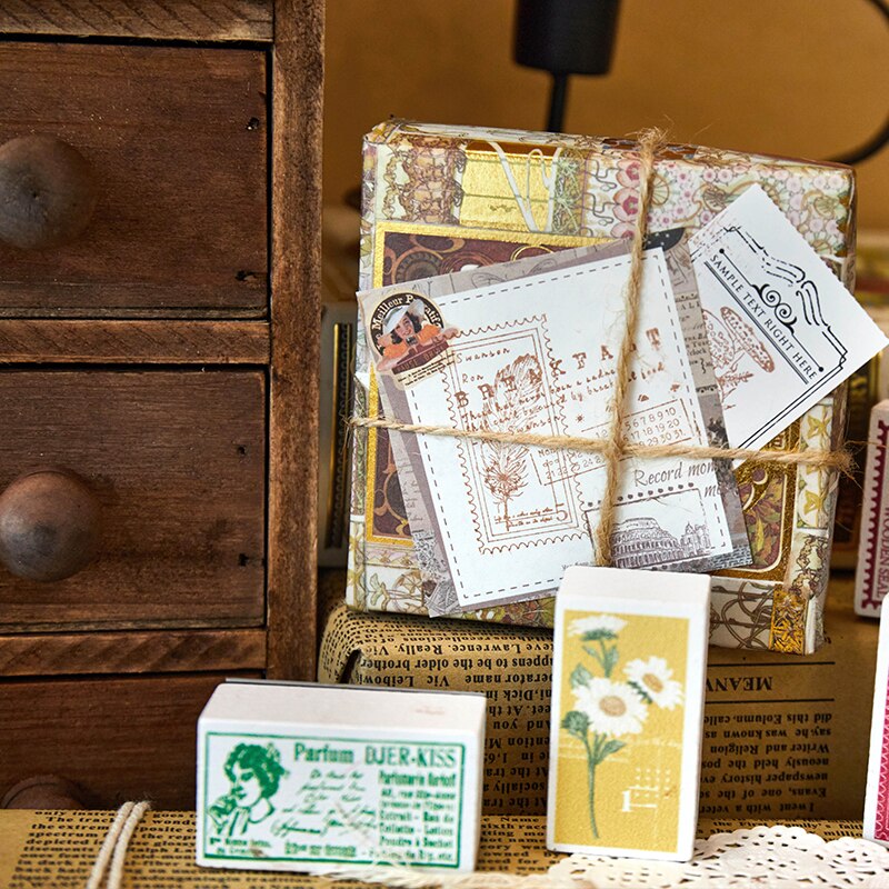 Retro Old Object Label Stamp Decoration stamp Plants wooden rubber stamps for scrapbooking stationery DIY craft standard seal