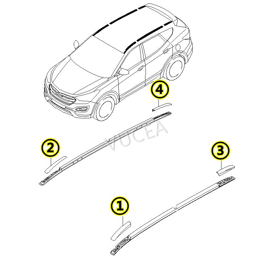OEM Auto Parts Black Luggage rack cover For HYUNDAI Santa Fe DM 872512W000EB 872522W000EB 872612W000EB 872622W000EB