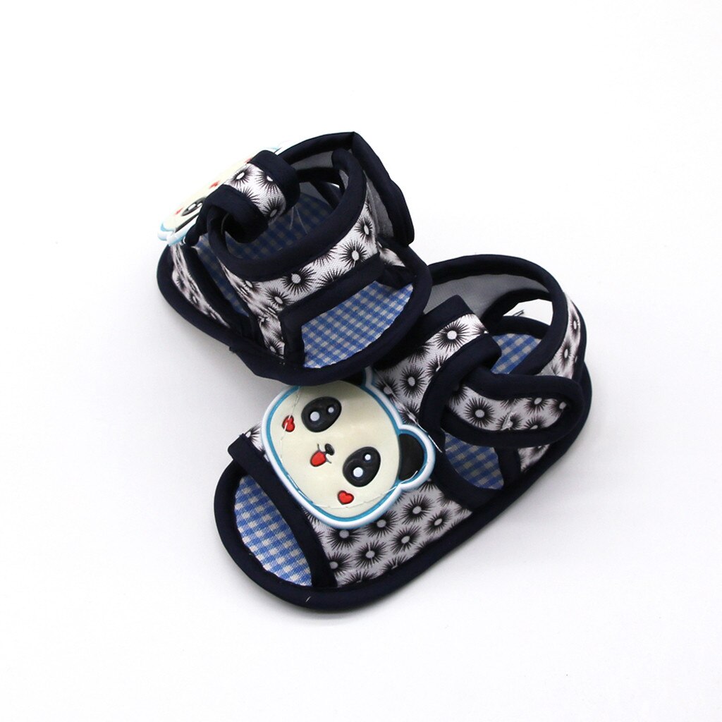 baby sandals Newborn Baby Girls Printing Applique Prewalker Soft Sole Sandals Single Shoes summer buty dziewczynka chaussure: Black / 12