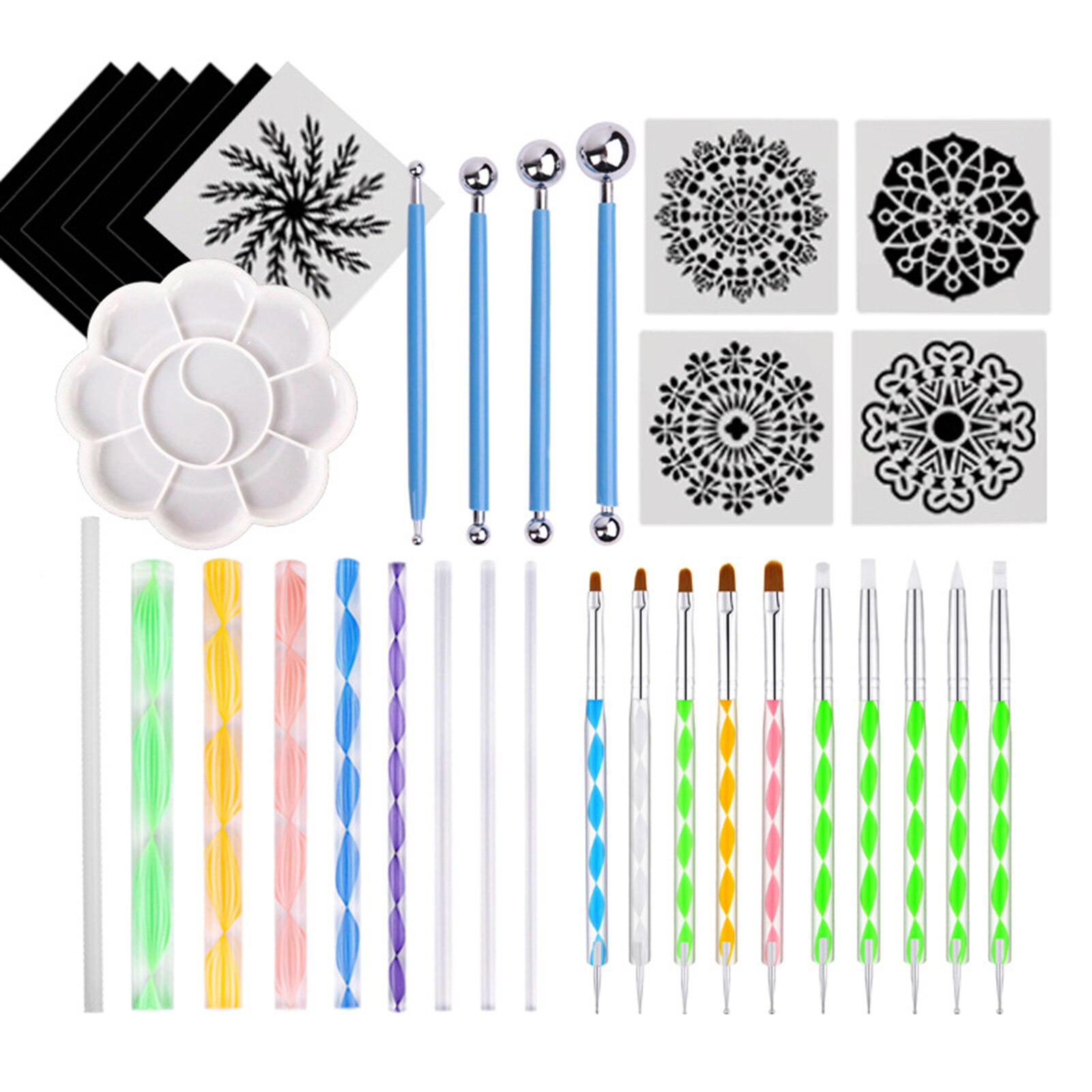 16/18/34/35pcs Mandala Dotting Tools for Painting Rocks Mandala Painting Dotting Stencil Dot Mandala Kit Nail Rock Fabric Art: 34pcs