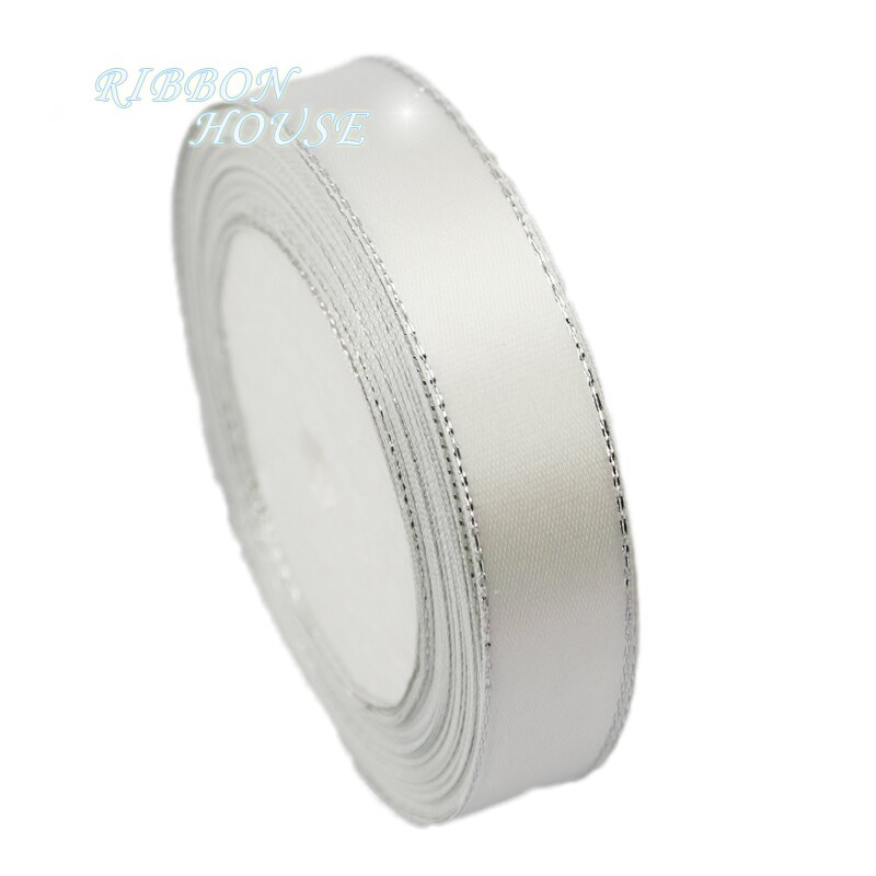 (25 yards/lot) 20mm Silver Edge satin ribbon packaging ribbons
