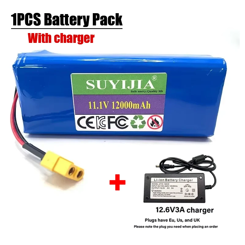 12000 mAh 12 V Batterij 12.6 V/11.1 V 3S4P Lithium-ion 18650 Batterij W/BMS voor Backup Power Ups CCTV Camera Luidspreker Voerboot: green