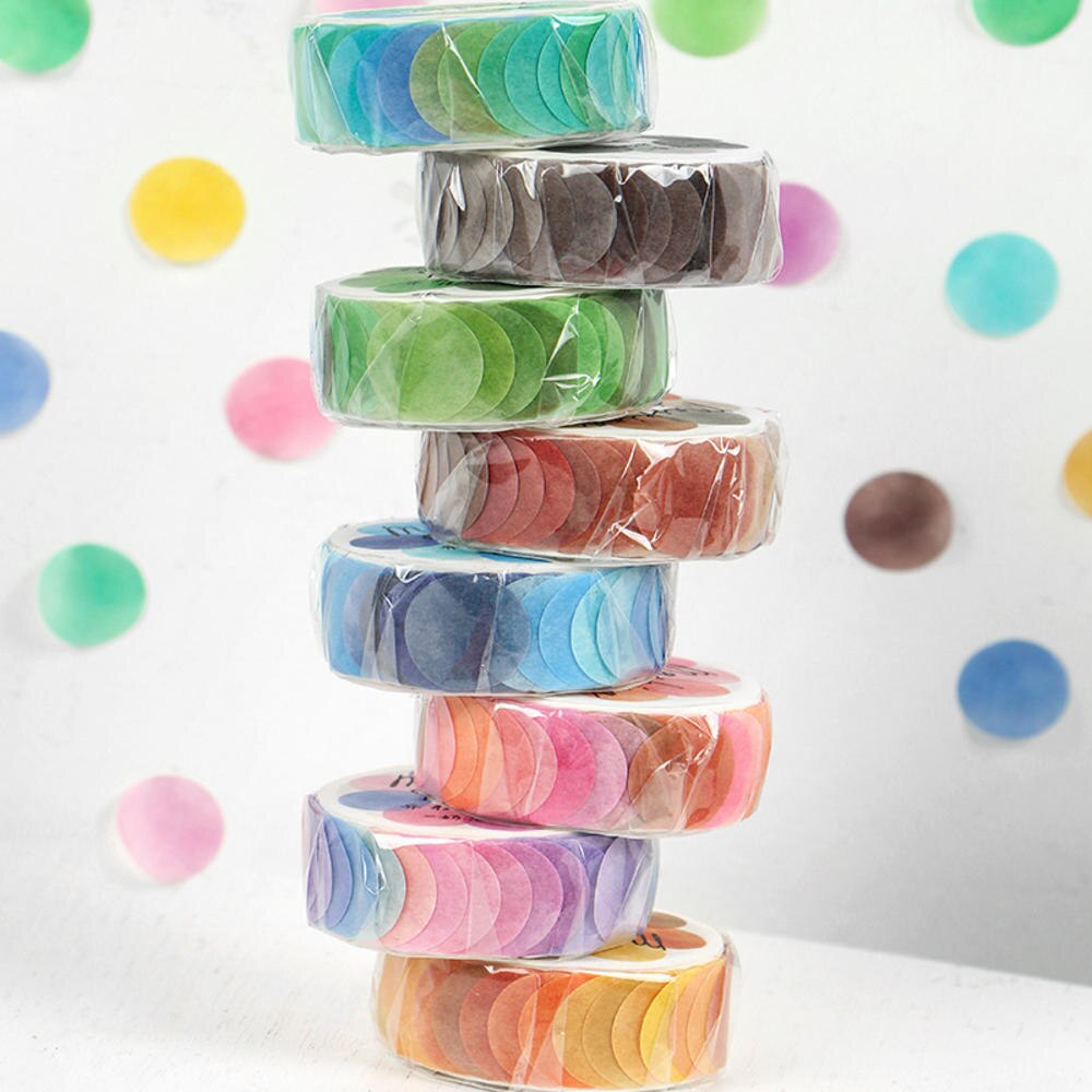 JESJELIU 14*14mm bonbon dur point couleur Washi journalerie écriture Washi ruban déco étiquette rubans de masquage faciles à déchirer