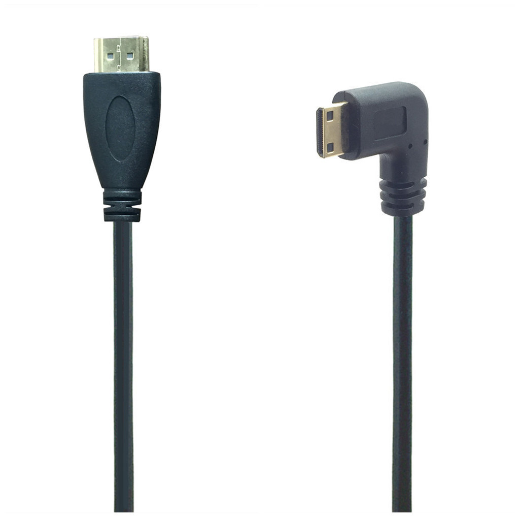 Mini hdmi-kompatibelt kabel op/ned/venstre/højrevinklet 90 grader han til han ledningsstik til dslr videokamera lcd skærm: Venstre
