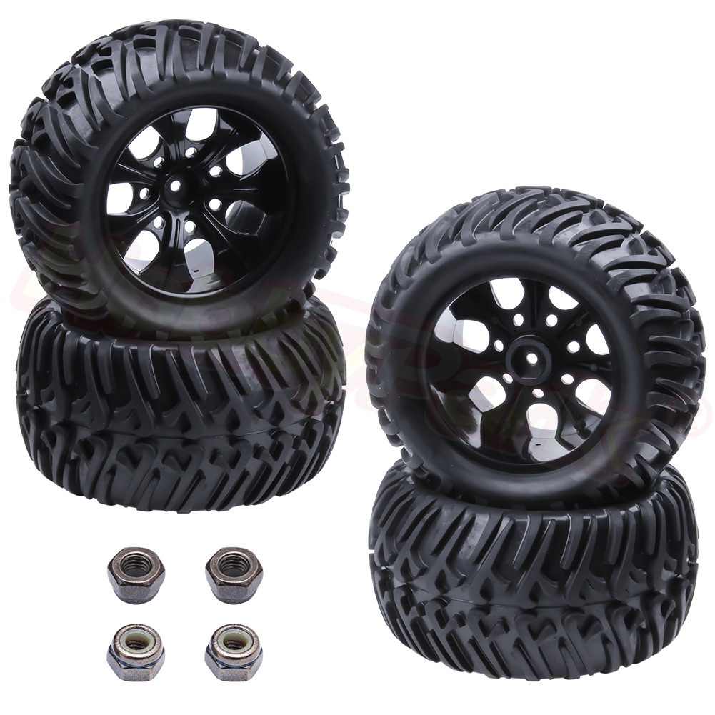 4 stuks RC Rubber Banden en Wielen met Spons voor RC 1/10 Schaal Modellen RC Auto HSP Off Road Monster truck 94111 94108 94188