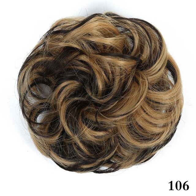 LVHAN rizos resistentes al calor colores de pelo sintético mujeres updo con tira de goma piezas de pelo moño sintético para blanco: FQ01-106