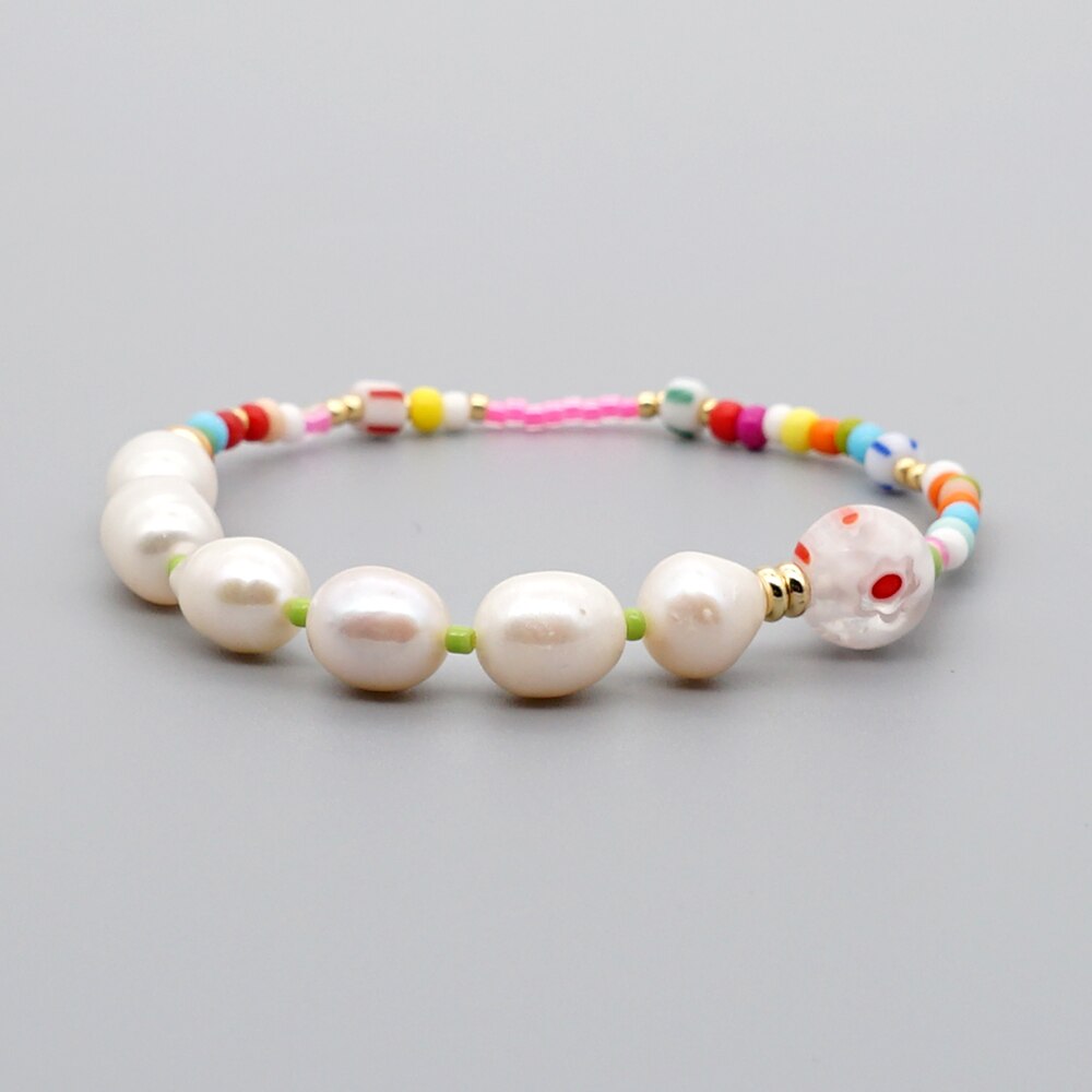 andare2BOHO Reale Della Perla dell'acqua Dolce Del Braccialetto Dei Braccialetti Delle Donne patchwork Perline Boho di proprietà Regalo Dei Monili Pulseras Mujer Moda Fatti A Mano
