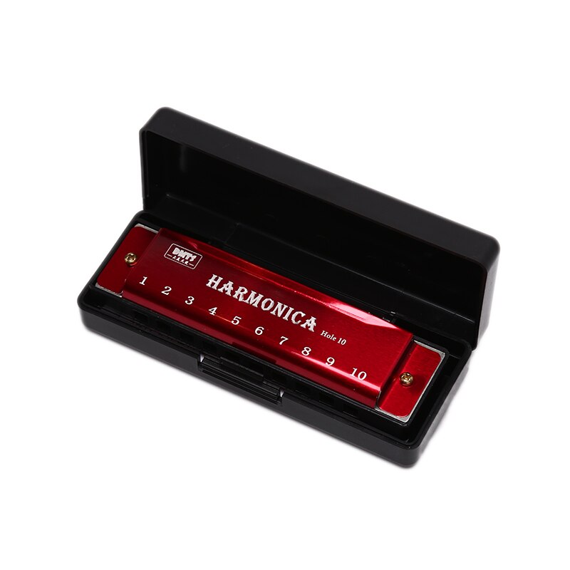 Armónico de 10 agujeros, instrumento Musical para principiantes, armónico de resina de núcleo de cobre: Rojo