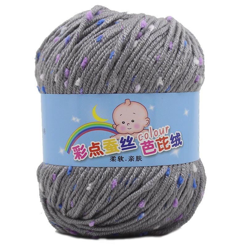 50g Bunte Dot Wolle Häkeln Garn Mehrzweck Baby Wolle Hut Schal Linie Hand Stricken Liefert DIY Pullover Bekleidung zubehör: gray A