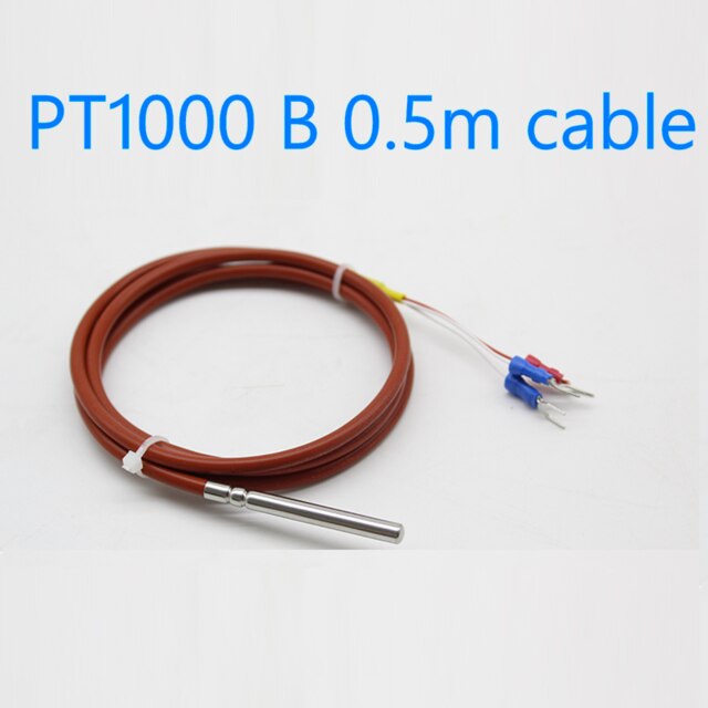 Waterproof Pt1000 temperature sensor silicone wire shield cable: PT1000 B 0.5m cable