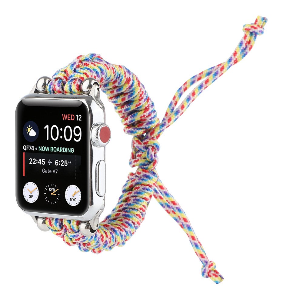 Nylon Geweven Horlogeband Voor Apple Horloge Iwatch 12 3 4 5 Band 44Mm 42Mm 40Mm 38mm Parachute Touw Buiten Armband Riem