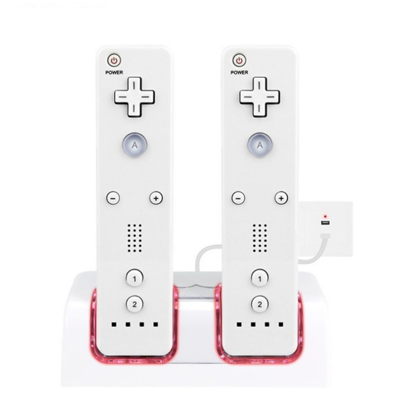 Wii Twee-In-een Dual Laadstation Geschikt Voor Wii Controller Oplaadbare Batterijen Met Twee 2800Mah Wit