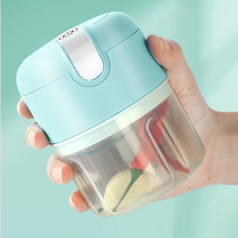 Knuser maser maskin hvitløk hakker usb kjøttkvern mini grønnsakshakker food prosessor blender kjøkkenverktøy kjøttkvern: Himmelblå