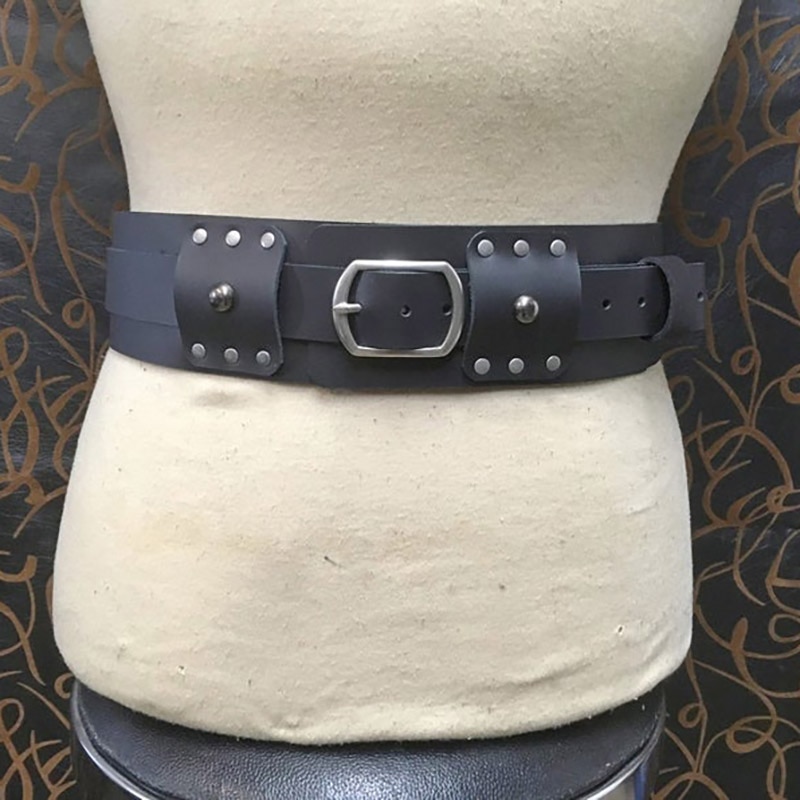 Cinturón de cuero ancho estilo gladiador gótico Vintage para adultos, correa de cintura extraíble, Estilo Vintage Steampunk, SCA, Medieval, Norman, Victoriano