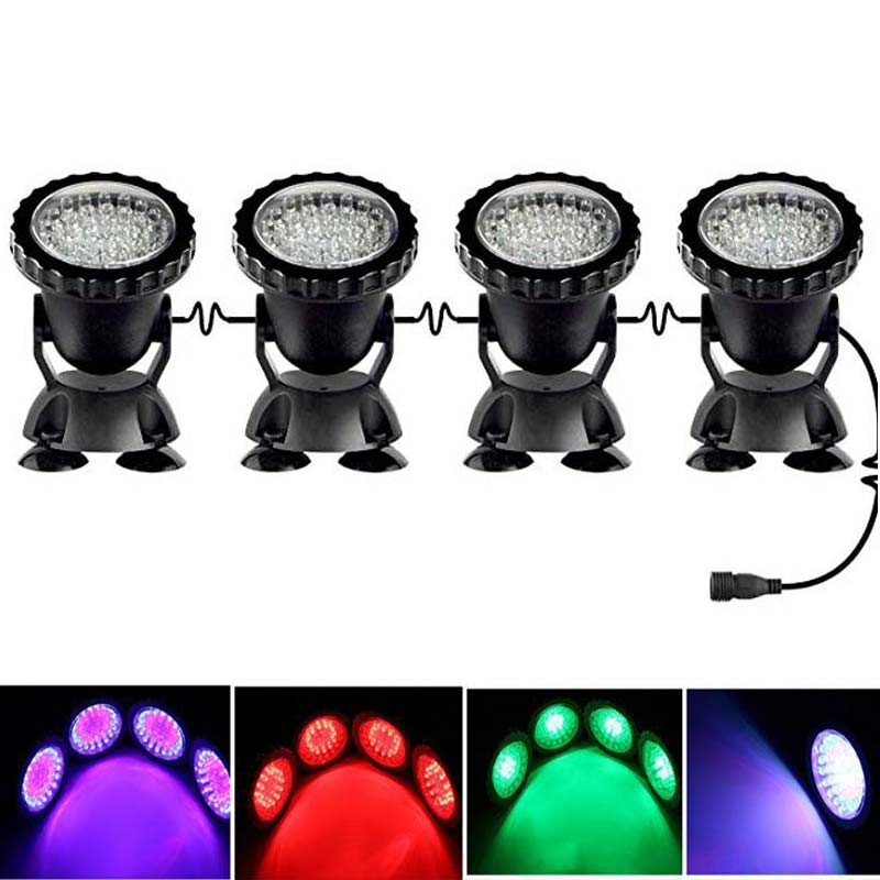 1 set 1/2/3/4/5 light Waterproof IP68 RGB 36 LED Underwater Spot Light For Swimming Pool Fountains Pond Water Garden Aquarium: 1 set 4 light / 220V