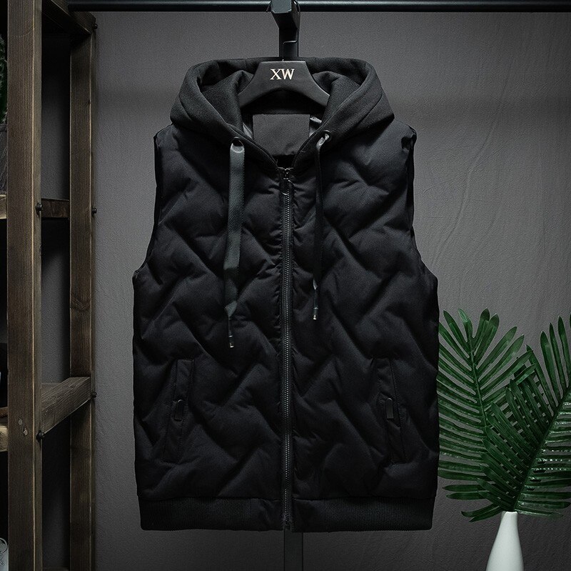 Gilet automne et hiver Hombre pour hommes, grande taille, avec de nombreuses poches, en coton, veste chaude, ample, collection: Black / L